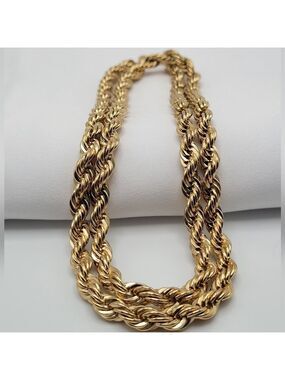 Vintage Twisted Rope Chain Necklace 23" Gold Tone AVON